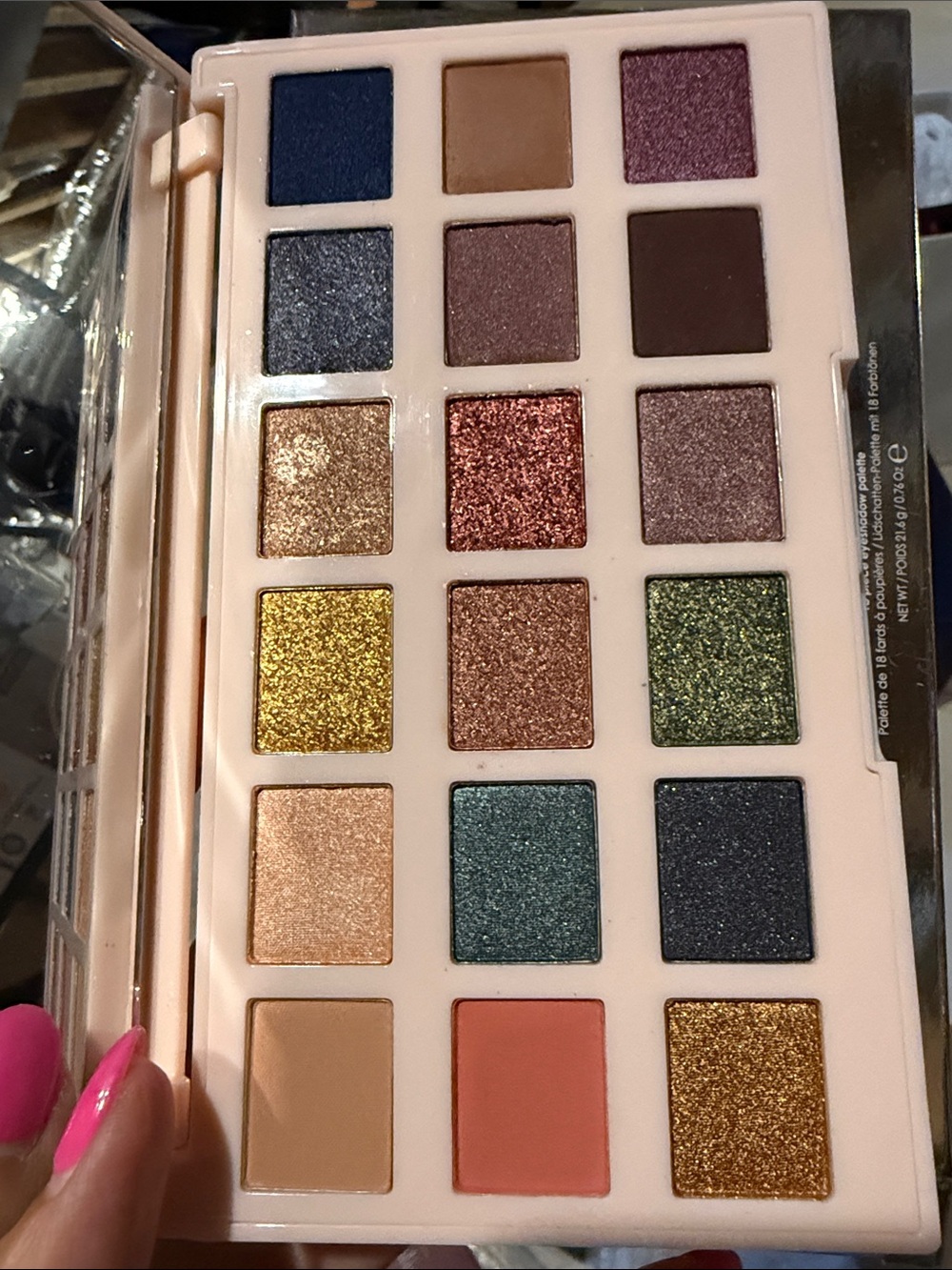 Shimmer & Matte Multi-Color Eyeshadow Palette — Gold, Blue, Green, Pink, Brown